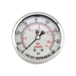 GAUGE,2-1/2 DIA,0-160 PSI RANGE,DUAL SCALE PSI BA